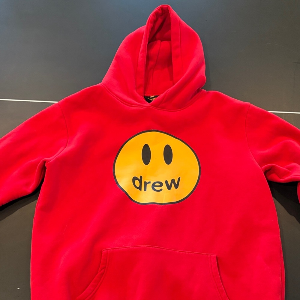drew house Red Hoodie with Yellow Logo
